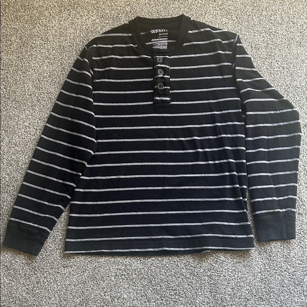 Old Navy Men's Dark Striped Long Sleeve Tee